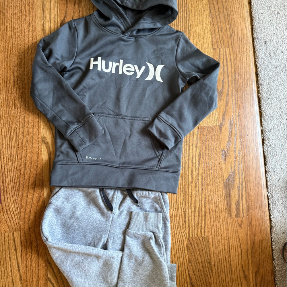 Hurley Gray Sweatpants with Logo and Stretchy Fabric